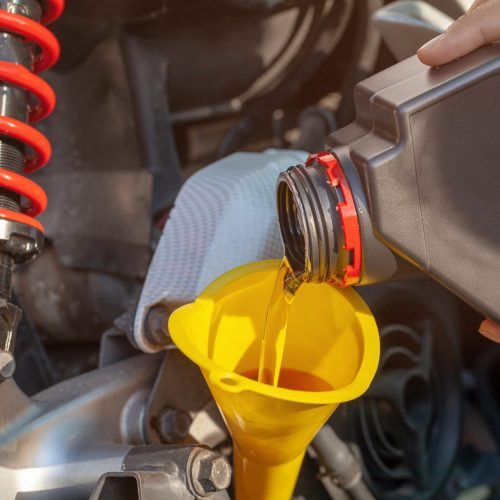 Fill oil to the engine after driving motorcycle